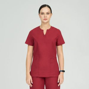 Amelia Cranberry Scrub Top
