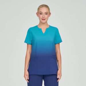 Sea Blue Ombre Scrub Top